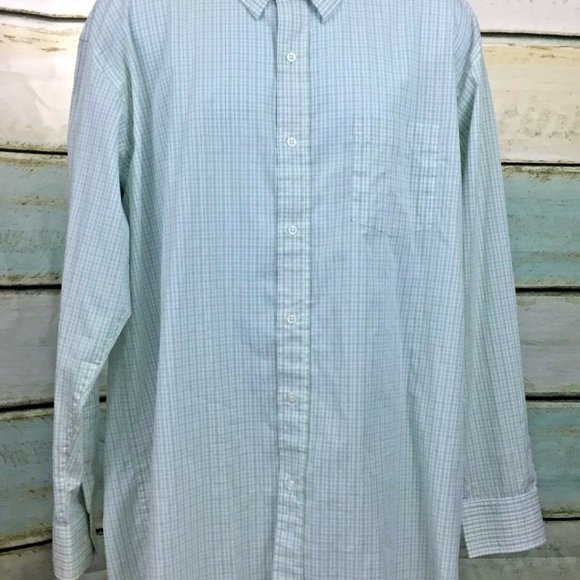 Men's Steve and Barry's Long Sleeve Green Check Button Down Shirt XL 17-17.5 - Picture 7 of 8